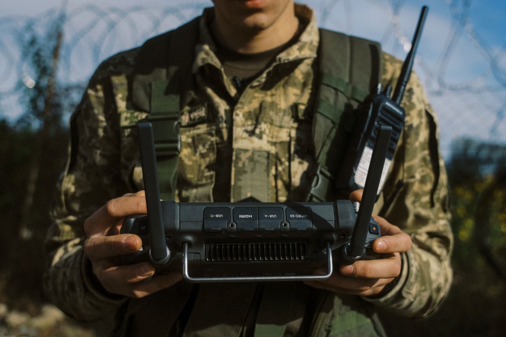 Ukranian border patrol pilots a DJI Matrice 30T Enterprise drone on the border of Ukraine and Slovakia on Oct. 13, 2025. Photo by P. Nick Curran | 100 Days in Appalachia